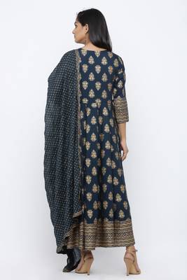 Blue printed rayon kurta-sets 2