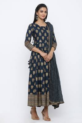 Blue printed rayon kurta-sets 3