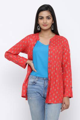Red printed rayon tops 2