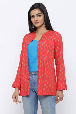 Red printed rayon tops 3