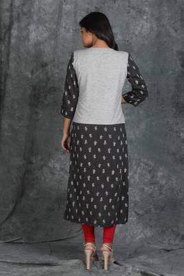 Grey printed cotton cotton-kurtis 3