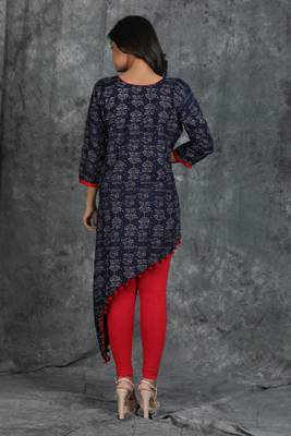 Navy-blue printed rayon ethnic-kurtis 2