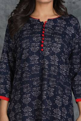 Navy-blue printed rayon ethnic-kurtis 3