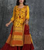 Yellow woven cotton cotton-kurtis