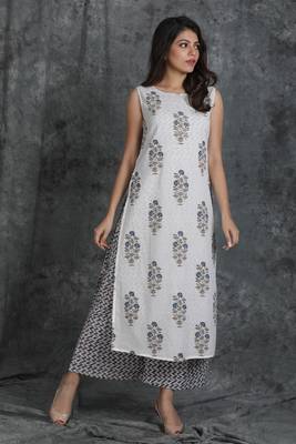 White printed cotton cotton-kurtis 1