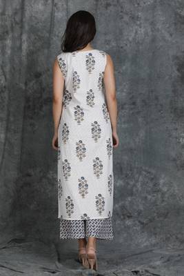 White printed cotton cotton-kurtis 2