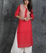 Pink woven cotton cotton-kurtis