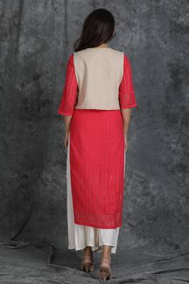 Pink woven cotton cotton-kurtis 3