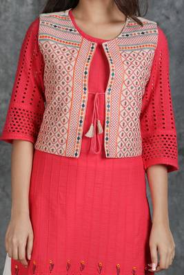 Pink woven cotton cotton-kurtis 4