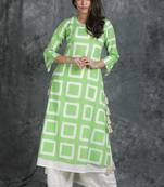 Green printed cotton cotton-kurtis