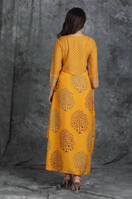 Yellow embroidered rayon ethnic-kurtis 2
