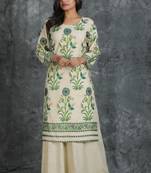 Beige printed rayon ethnic-kurtis