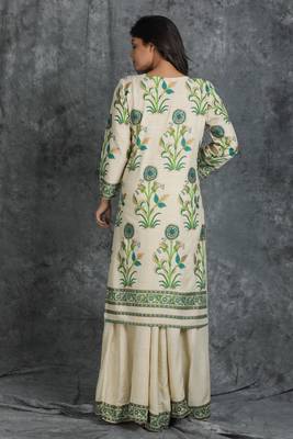 Beige printed rayon ethnic-kurtis 2