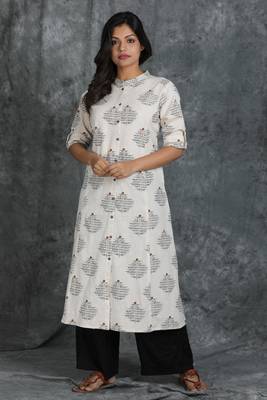 White printed cotton cotton-kurtis 1