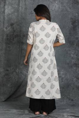White printed cotton cotton-kurtis 2
