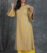 Beige printed cotton cotton-kurtis
