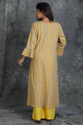 Beige printed cotton cotton-kurtis 2