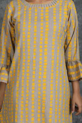 Beige printed cotton cotton-kurtis 3