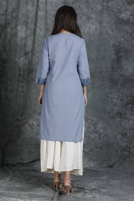 Grey embroidered cotton cotton-kurtis 2