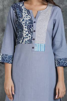 Grey embroidered cotton cotton-kurtis 3