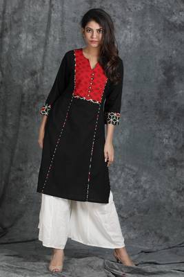 Black woven cotton cotton-kurtis 1