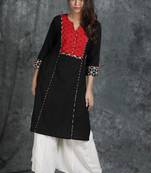 Black woven cotton cotton-kurtis