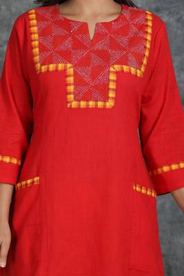Red woven cotton cotton-kurtis 3