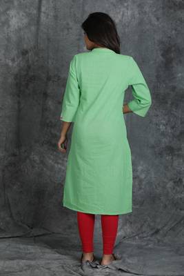 Light green plain cotton cotton-kurtis 2