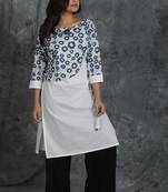 White printed cotton cotton-kurtis