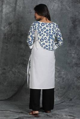White printed cotton cotton-kurtis 2