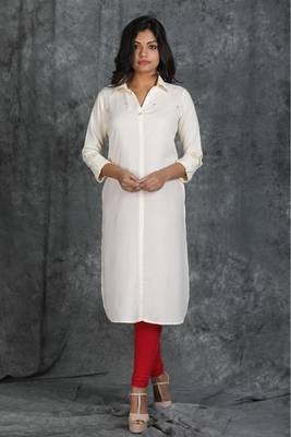 White woven rayon ethnic-kurtis 1
