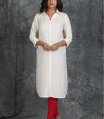 White woven rayon ethnic-kurtis