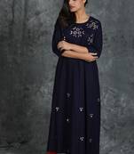 Blue printed rayon long-kurtis