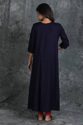 Blue printed rayon long-kurtis 2