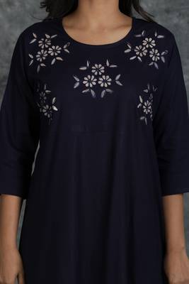 Blue printed rayon long-kurtis 3
