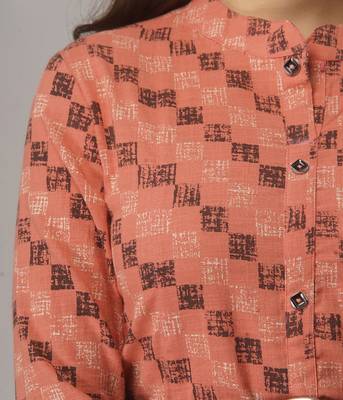 Women's  Coral Cotton Flex Geometric Printed A-Line Kurta 4