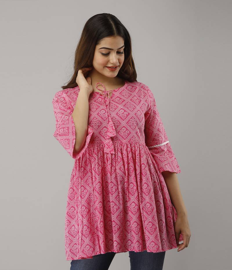 bandhej print kurti