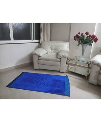 Blue Velvet Anti Skid  Muslim Prayer Mat 1