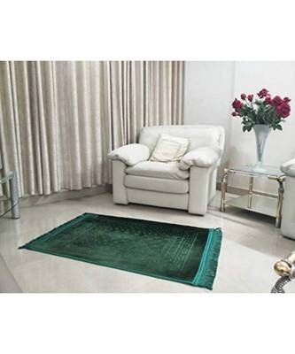 Green Velvet Anti Skid  Muslim Prayer Mat 1