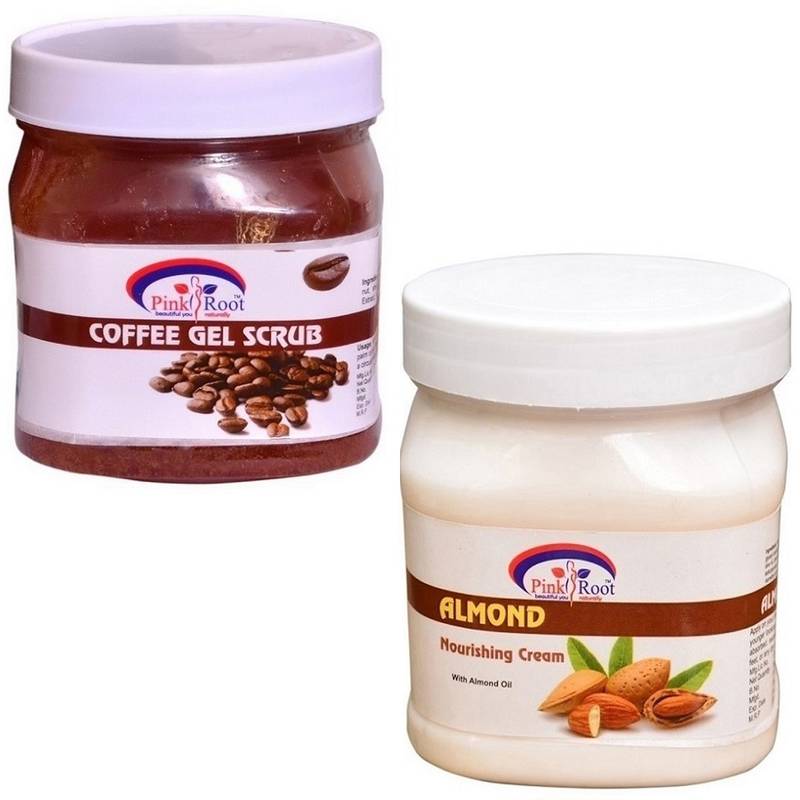 500gm Coffee Scrub With 500gm Almond Cream By Pink Root