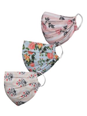 Pack of 3 Floral and Abstract Printed Reusable Anti Comfortable face mask 1
