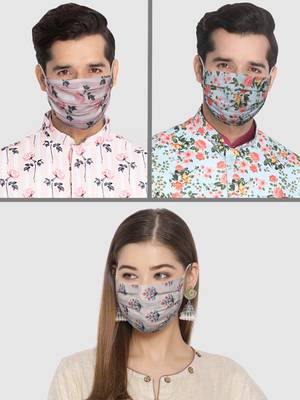 Pack of 3 Floral and Abstract Printed Reusable Anti Comfortable face mask 2