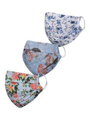 Pack of 3 Floral and Abstract Printed Reusable Anti Comfortable face mask 1
