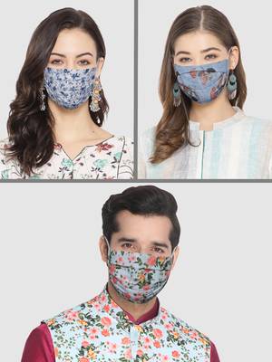 Pack of 3 Floral and Abstract Printed Reusable Anti Comfortable face mask 2