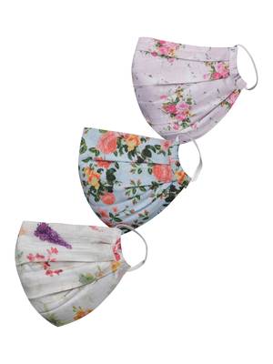 Pack of 3 Floral and Abstract Printed Reusable Anti Comfortable face mask 1
