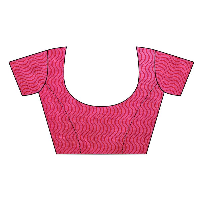 Pink printed art silk saree with blouse