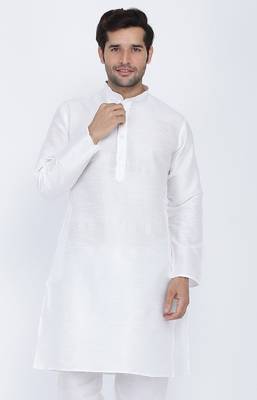 White plain silk blend men-kurtas 1
