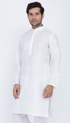 White plain silk blend men-kurtas 5