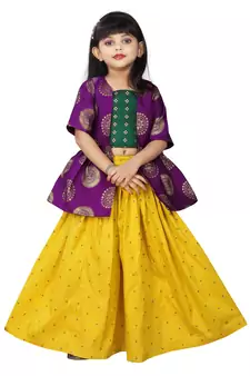 Girls Yellow Lehenga Choli Dress 