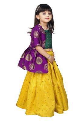 Girls Yellow Lehenga Choli Dress  2
